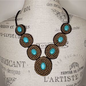 turquoise bead statement necklace